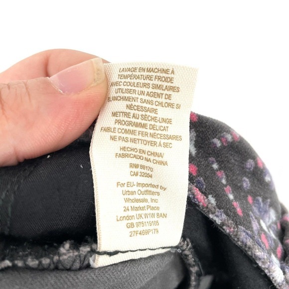 Free‎ People Women's Velvet Skinny Pants Stretch Geometric Print Size 25 - Picture 9 of 12